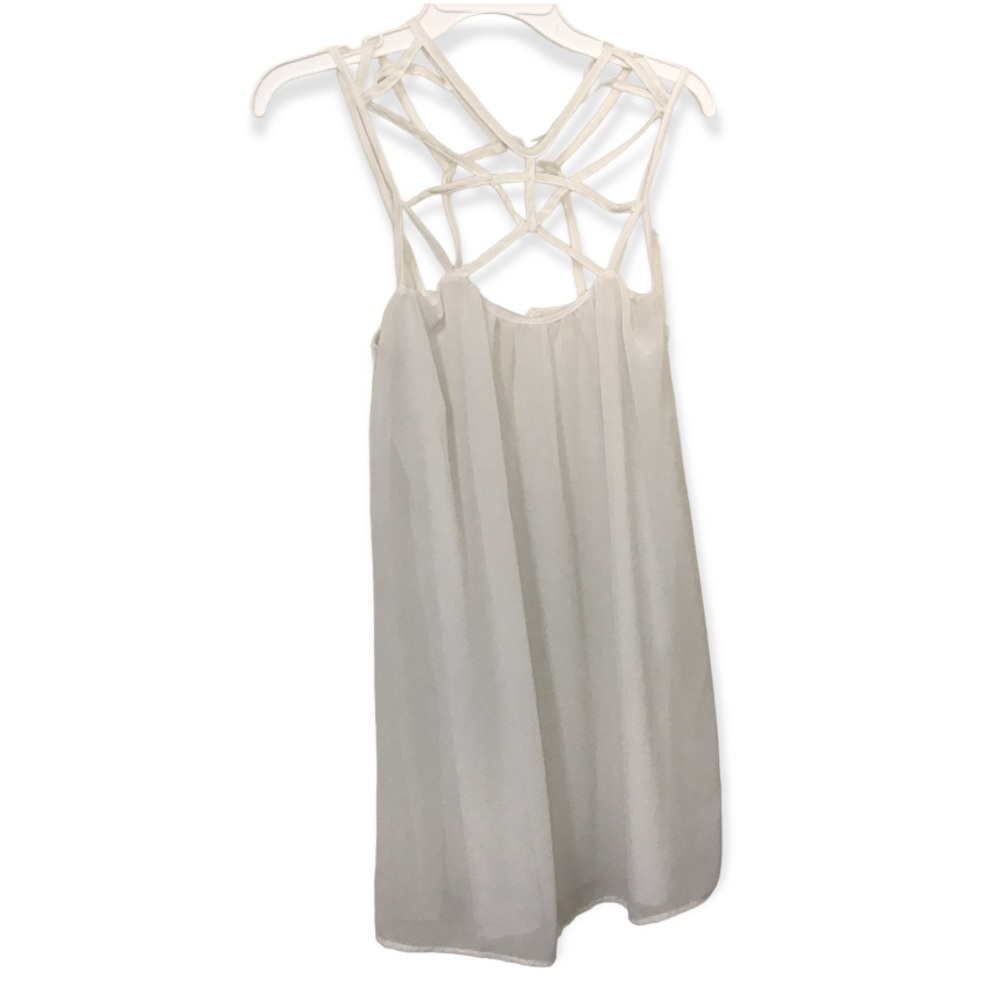 3/$15 Charlotte Russe white chiffon cross neck strap mini dress